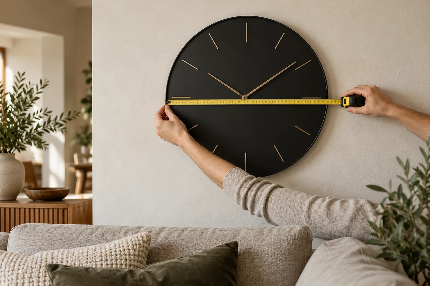 Illustration d’ambiance : comparaison des proportions d’une horloge sur un mur