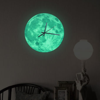 Horloge lune fluorescente, Romantique. Silencieuse pour chambre