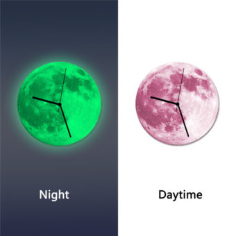 2017 3D Lumineux Grande Lune Fluorescent horloge Murale Amovible Lueur dans Le Foncé montre horloges quartz 30 CM grande taille de baisse le bateau
