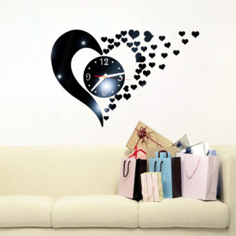 horloge murale  stickers coeur