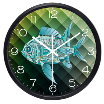 Bande dessinée Industrielle Machine Poissons Horloge Murale