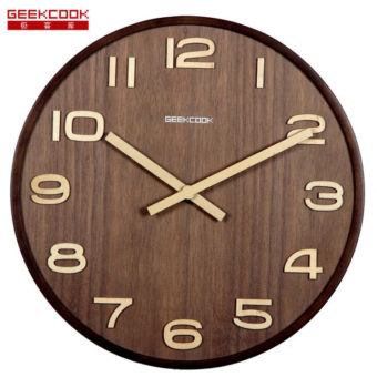 Grand 14 pouce En Bois Horloge Murale Grand Chiffres Faciles à Lire pour Salon