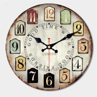 Large Silent Wall Clocks Modern Good Time with Good Friends Retro Shabby Clocks Home Office Cafe Garage Wall Watches Decoration
