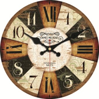 WONZOM Vintage Wooden Clock Roman Numerals Cardboard Wall Clock,Silent&Non-Ticking Feature,Antique Style For Kitchen Office Home