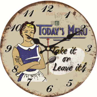 Chic Today's Menu,Modern Style Modern Wooden Cardboard Clock,Round Wall Clock for Home Decor Living Room 6-16 inch