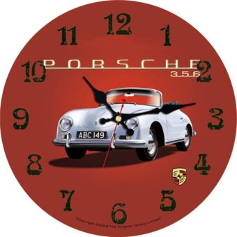 Cars 12 Inch Round Wall Clock Motor Sports Theme Red Car Garage Retro Vintage Home Wall Clock Non Ticking Silent Home Dec