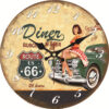 Yellow Route US 66 Car Garage Wall Clock Retro Creative Wooden Wall Clock Arab Numeral Non Ticking Clock Chic